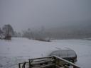 Car and yard in snow