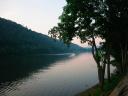 Evening on Allegheny River, motor boat