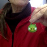 flash drive in the form of a green Angry Birds piggie.