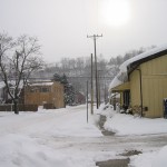 snowy street scene