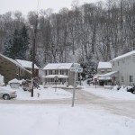 snowy street scene